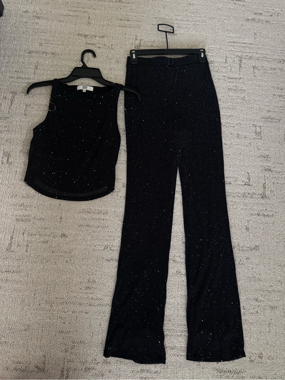 Black Glitter Sparkle Boot-Flare Pants
